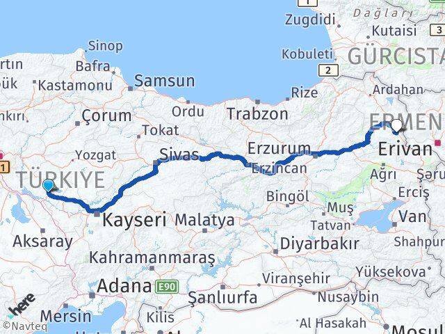 Kırşehir Digor Kars Arası Kaç Km - Yol Haritası