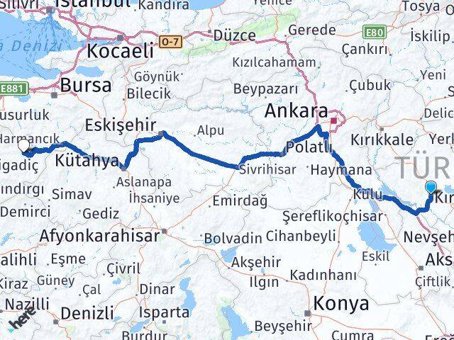 Kırşehir Dursunbey Balıkesir Arası Kaç Km - Yol Haritası