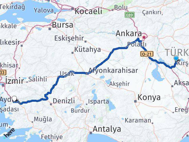 Kırşehir Germencik Aydın Arası Kaç Km - Yol Haritası