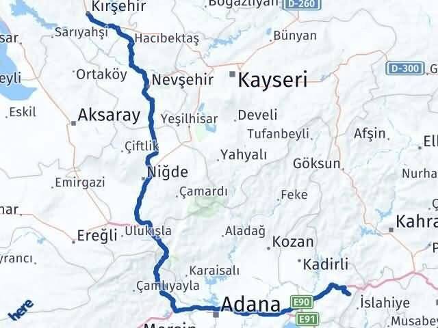 Kırşehir Hasanbeyli Osmaniye Arası Kaç Km - Yol Haritası