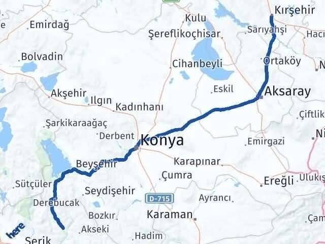 Kırşehir İbradı Antalya Arası Kaç Km - Yol Haritası