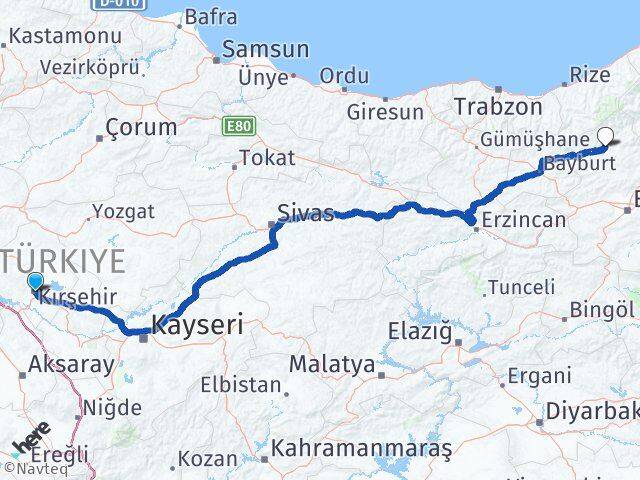 Kırşehir İspir Erzurum Arası Kaç Km - Yol Haritası