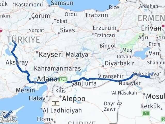 Kırşehir Kaman Hakkari Arası Kaç Km - Yol Haritası