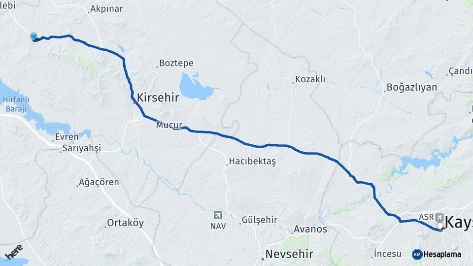 Kırşehir Kaman Kayseri Arası Kaç Km - Yol Haritası