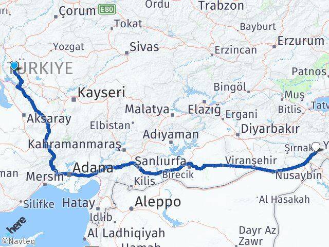 Kırşehir Kaman Şırnak Arası Kaç Km - Yol Haritası