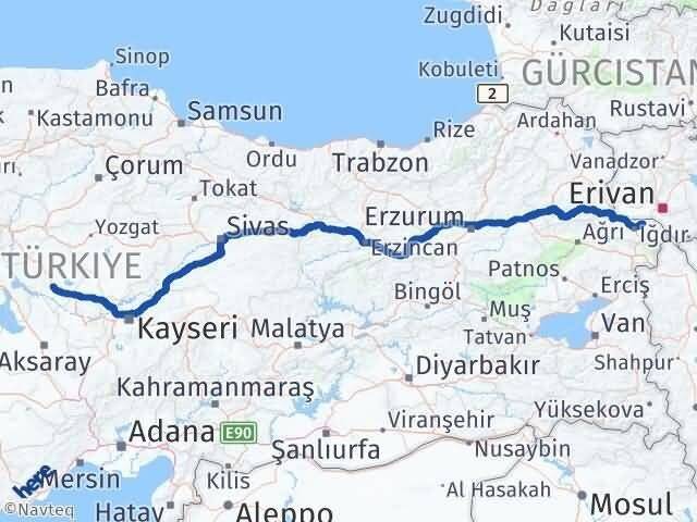Kırşehir Karakoyunlu Iğdır Arası Kaç Km - Yol Haritası