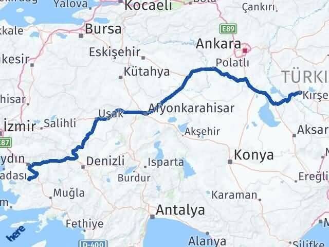 Kırşehir Karpuzlu Aydın Arası Kaç Km - Yol Haritası
