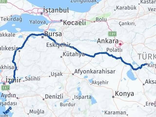 Kırşehir Kemalpaşa İzmir Arası Kaç Km - Yol Haritası