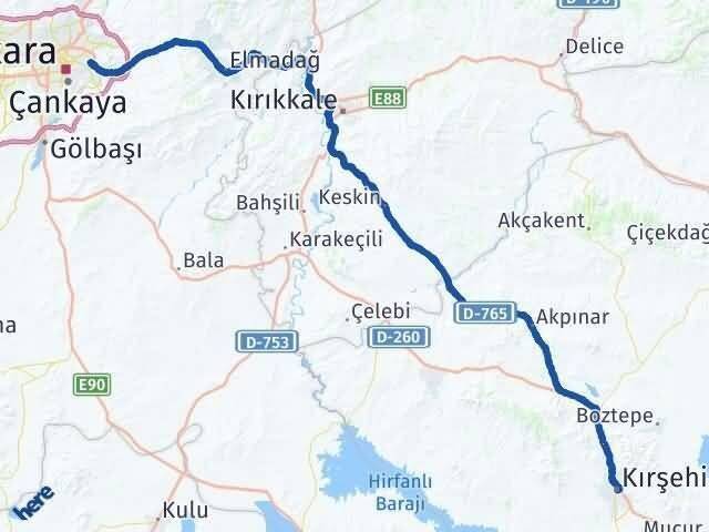 Kırşehir Mamak Arası Kaç Km - Yol Tarifi