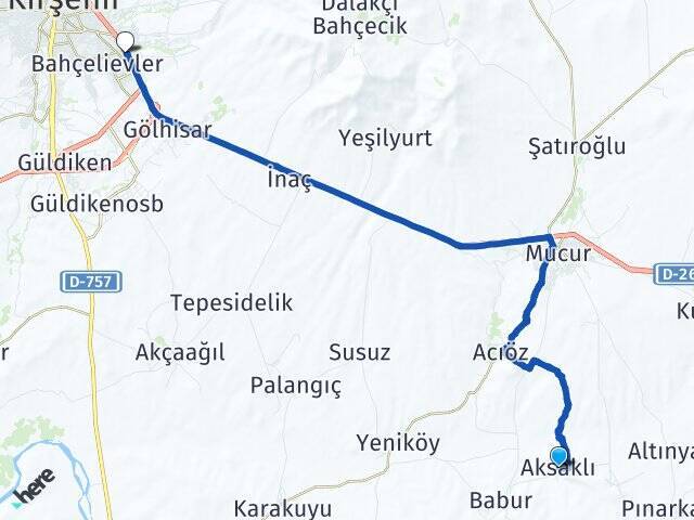 Aksaklı Kırşehir Otogarı Arası Kaç Km - Yol Tarifi