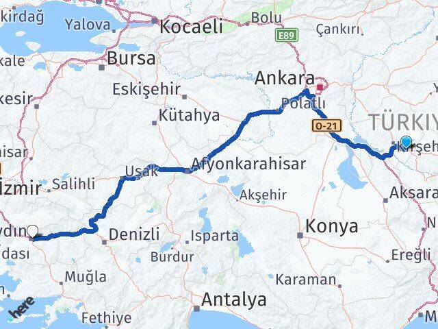 Kırşehir Mucur Aydın Arası Kaç Km - Yol Haritası