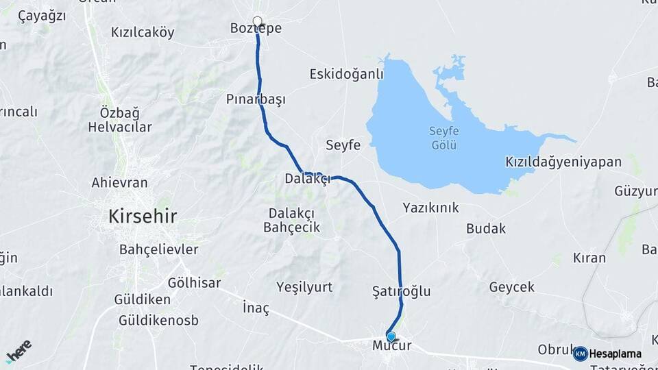 Kırşehir Mucur Boztepe Arası Kaç Km - Yol Haritası
