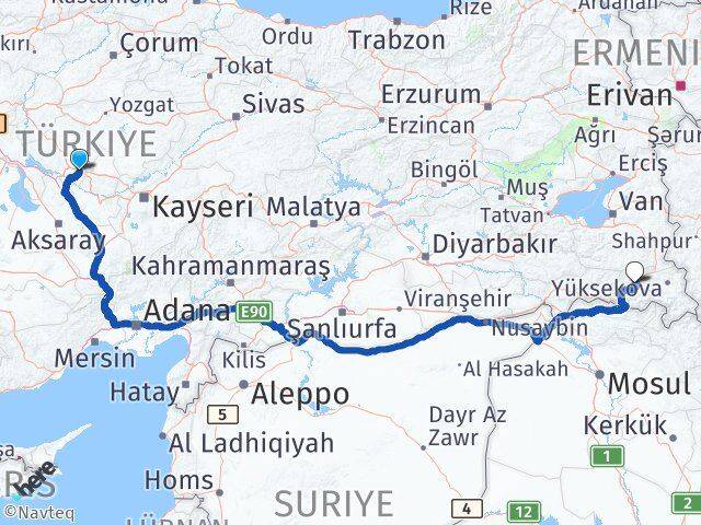 Kırşehir Mucur Hakkari Arası Kaç Km - Yol Haritası
