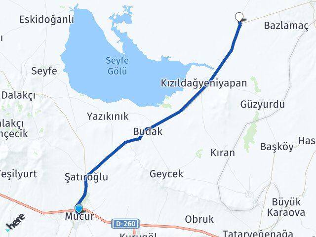 Kırşehir Mucur Karaarkaç Mucur Arası Kaç Km - Yol Haritası