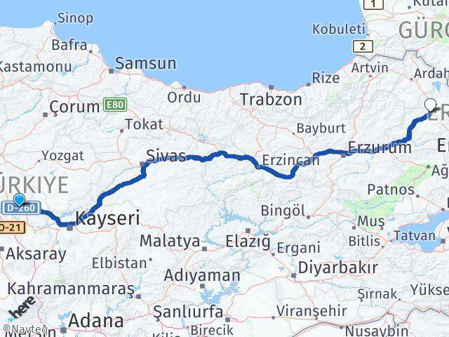 Kırşehir Mucur Kars Arası Kaç Km - Yol Haritası
