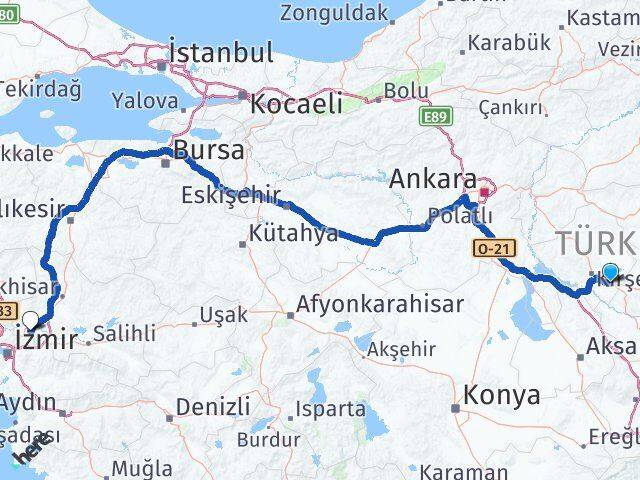 Kırşehir Mucur Manisa Arası Kaç Km - Yol Haritası