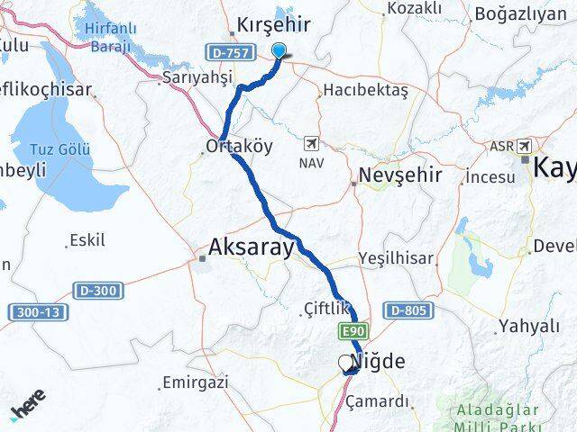 Kırşehir Mucur Niğde Arası Kaç Km - Yol Haritası