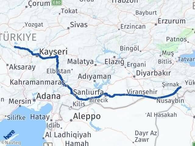Kırşehir Mucur Şırnak Arası Kaç Km - Yol Haritası