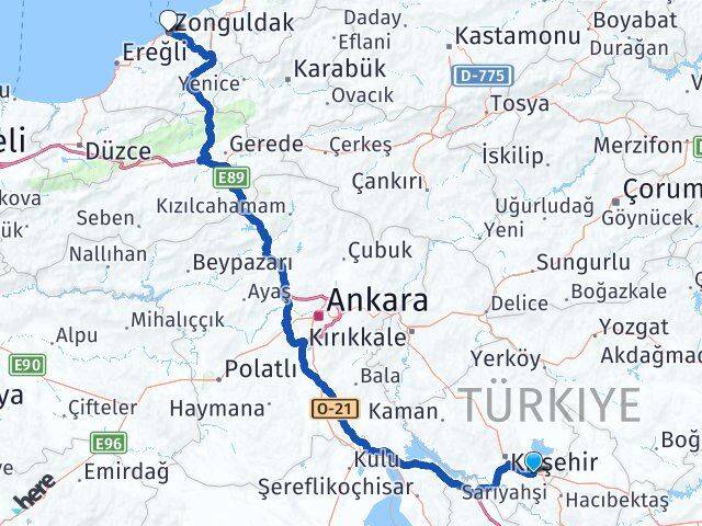 Kırşehir Mucur Zonguldak Arası Kaç Km - Yol Haritası