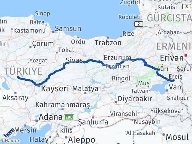 Kırşehir Muradiye Van Arası Kaç Km - Yol Haritası