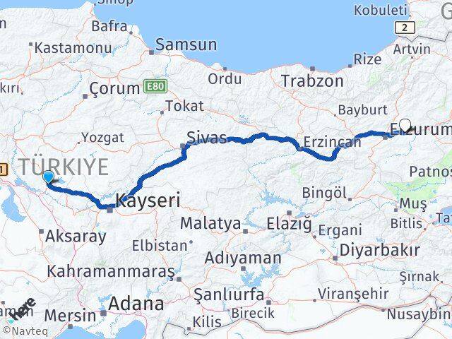 Kırşehir Pasinler Erzurum Arası Kaç Km - Yol Haritası