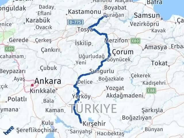 Kırşehir Saraydüzü Sinop Arası Kaç Km - Yol Haritası