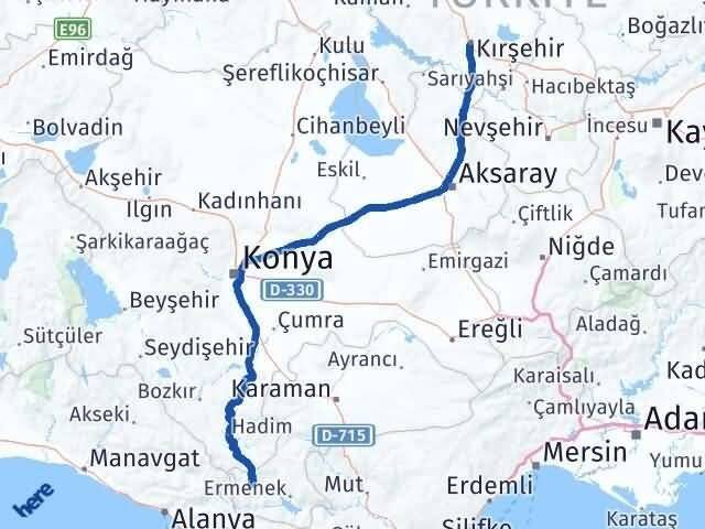 Kırşehir Sarıveliler Karaman Arası Kaç Km - Yol Haritası