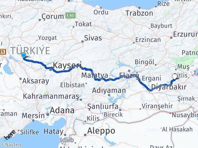 Kırşehir Sason Batman Arası Kaç Km - Yol Haritası