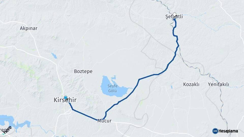 Kırşehir Şefaatli Yozgat Arası Kaç Km - Yol Haritası