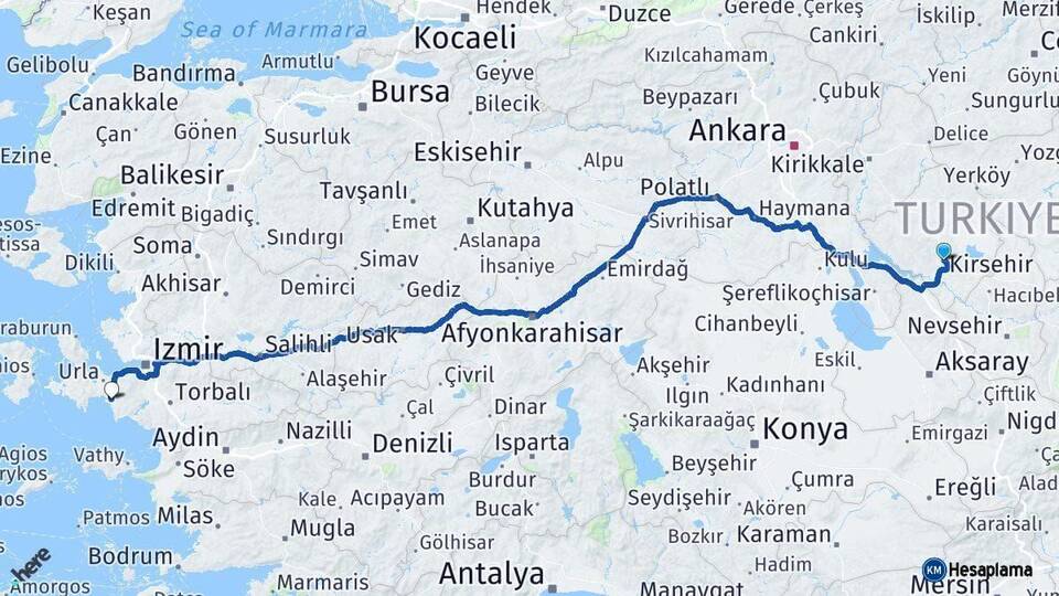 Kırşehir Seferihisar İzmir Arası Kaç Km - Yol Haritası