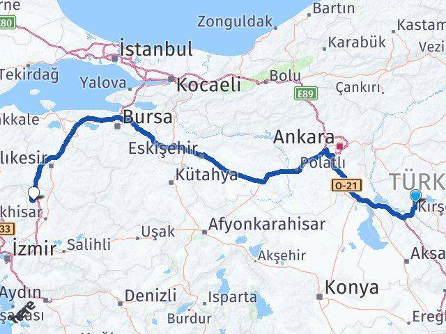 Kırşehir Soma Manisa Arası Kaç Km - Yol Haritası