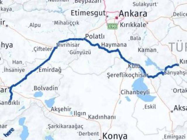 Kırşehir Şuhut Afyonkarahisar Arası Kaç Km - Yol Haritası
