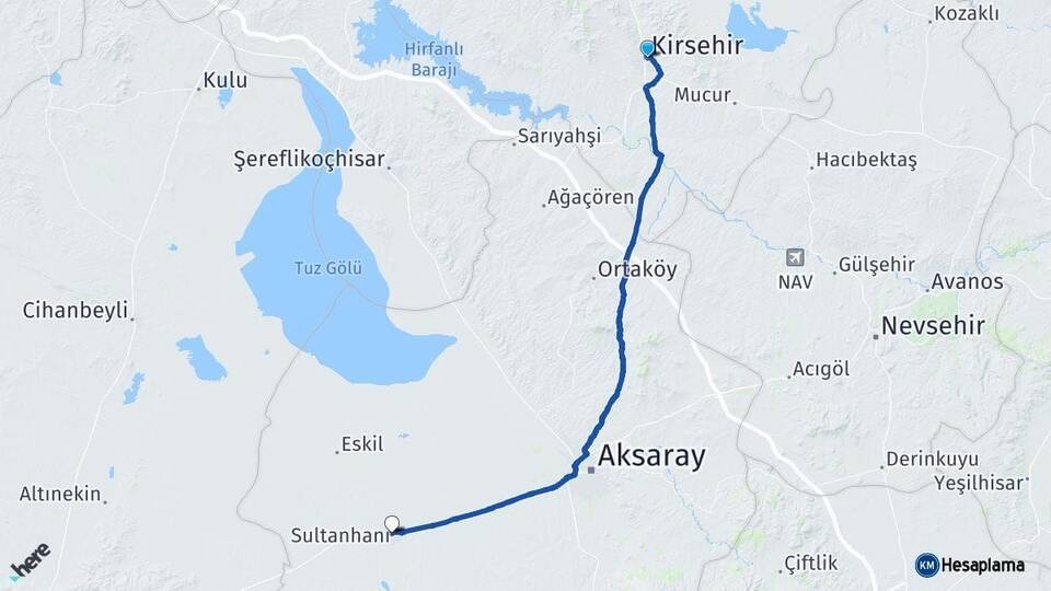 Kırşehir Sultanhanı Arası Kaç Km - Yol Tarifi