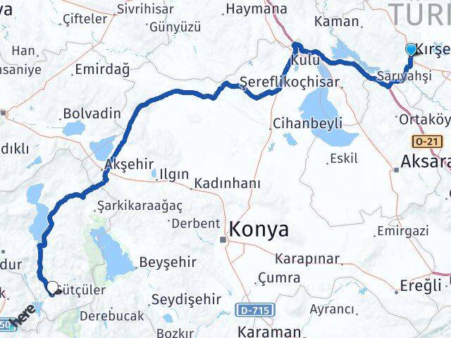 Kırşehir Sütçüler Isparta Arası Kaç Km - Yol Haritası