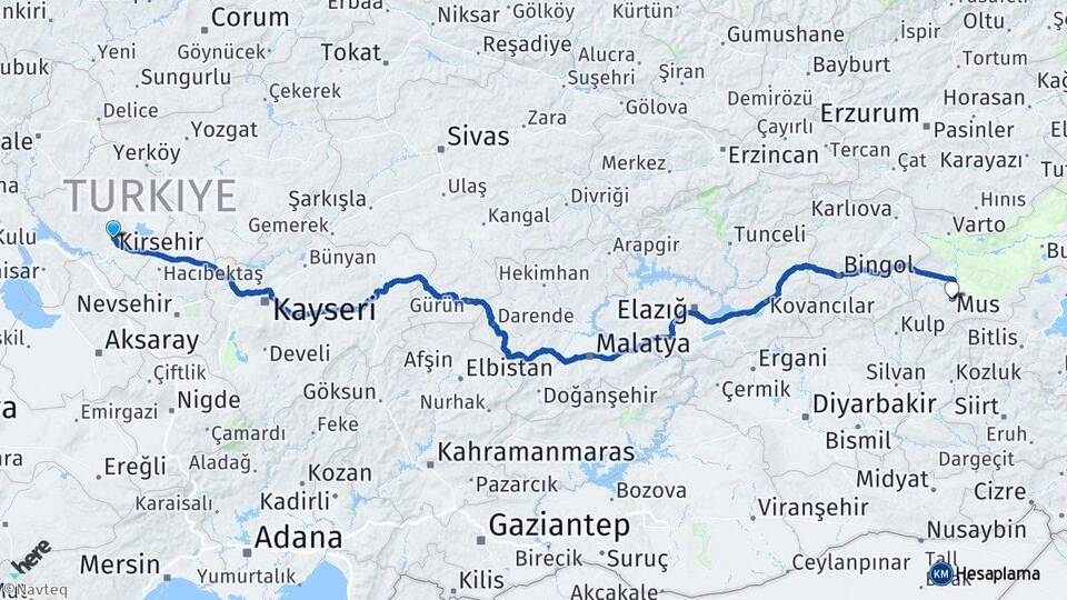 Kırşehir Taburoğlu Arası Kaç Km - Yol Haritası