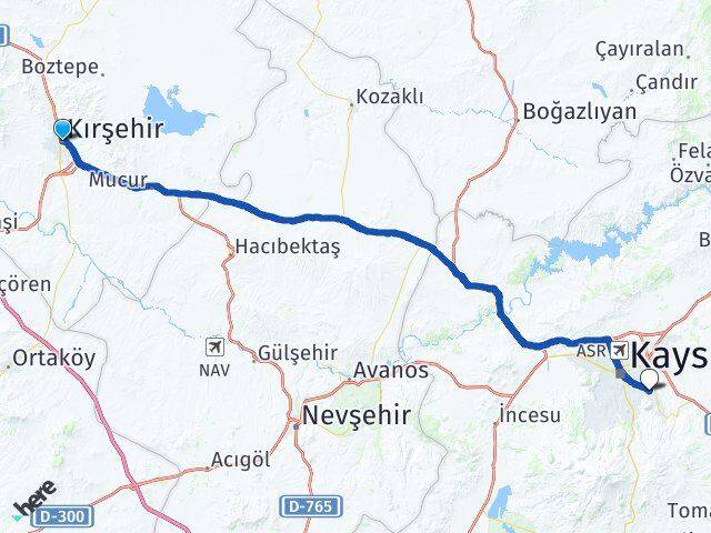 Kırşehir Talas Kayseri Arası Kaç Km - Yol Haritası