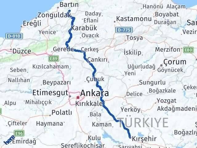 Kırşehir Ulus Bartın Arası Kaç Km - Yol Haritası