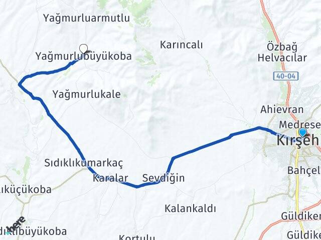 Kırşehir Yağmurlubüyükoba Arası Kaç Km - Yol Haritası