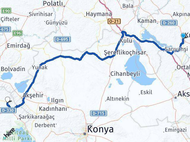 Kırşehir Yalvaç Isparta Arası Kaç Km - Yol Haritası