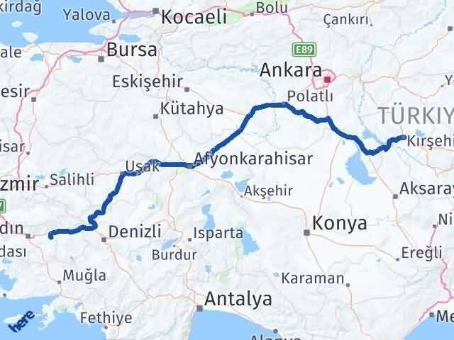 Kırşehir Yenipazar Aydın Arası Kaç Km - Yol Haritası