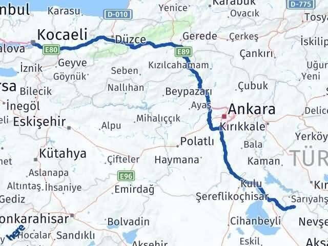 Kocaeli Ağaçören Aksaray Arası Kaç Km - Yol Haritası