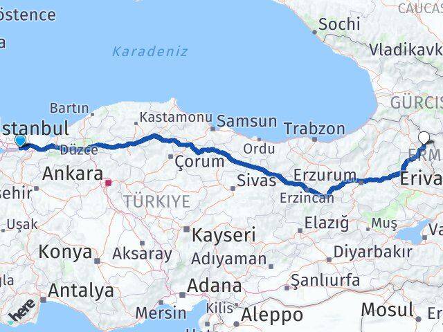 Kocaeli Arpaçay Kars Arası Kaç Km - Yol Haritası