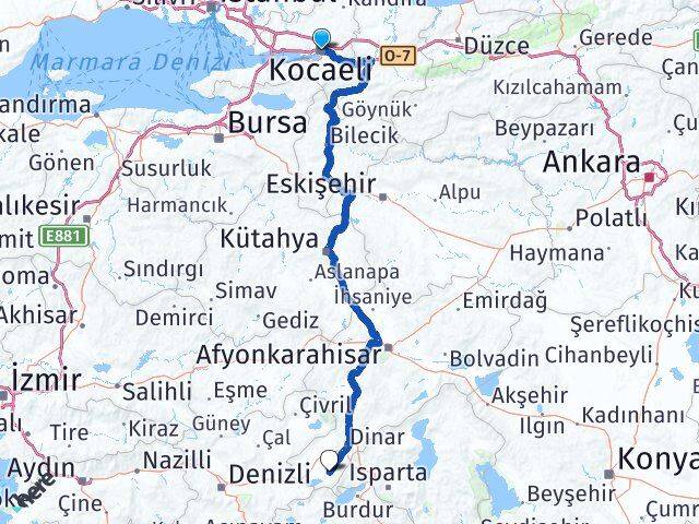 Kocaeli Başmakçı Afyonkarahisar Arası Kaç Km - Yol Haritası