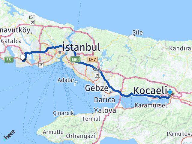 Kocaeli Beylikdüzü İstanbul Arası Kaç Km - Yol Haritası