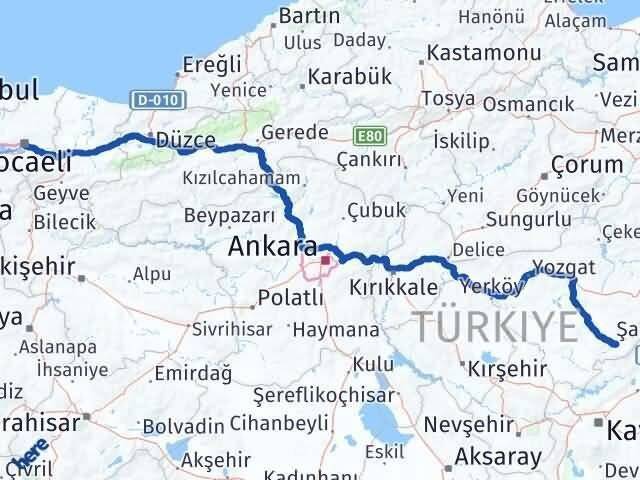 Kocaeli Çayıralan Yozgat Arası Kaç Km - Yol Haritası