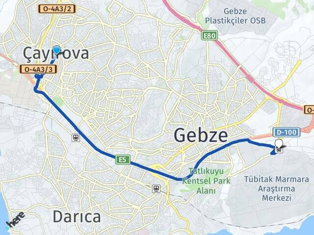 Çayırova Gebze Otogarı Arası Kaç Km - Yol Tarifi