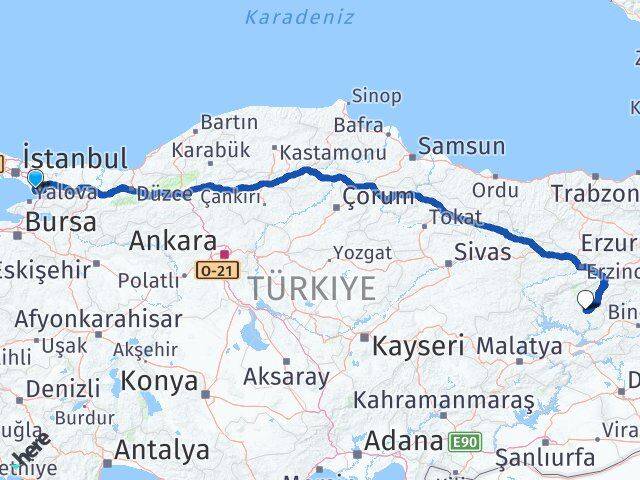 Kocaeli Çayırova Tunceli Arası Kaç Km - Yol Haritası