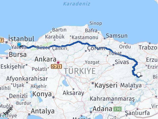 Kocaeli Çemişgezek Tunceli Arası Kaç Km - Yol Haritası