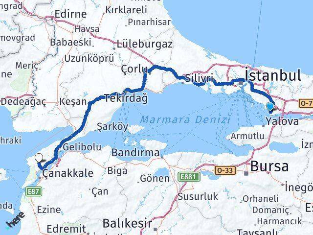 Bayramoğlu Eceabat Arası Kaç Km - Yol Tarifi