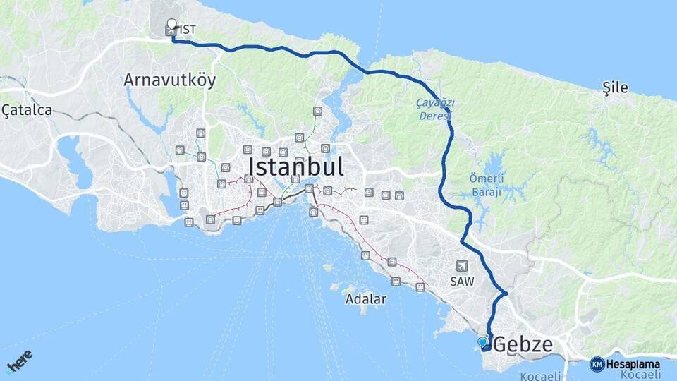 Bayramoğlu İstanbul Havalimanı Arası Kaç Km - Yol Tarifi